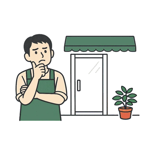 店舗の改装を考える店主のイラスト